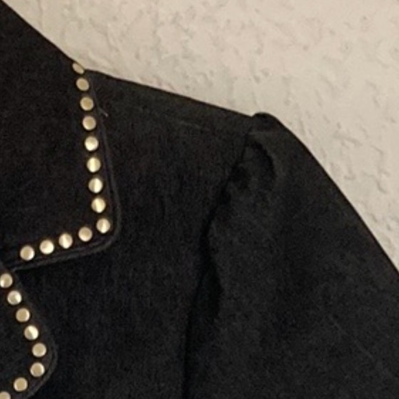Nicole by Nicole Miller Cropped Jacket Sz 10 Black Stretch Denim Gold Rush - Picture 5 of 9